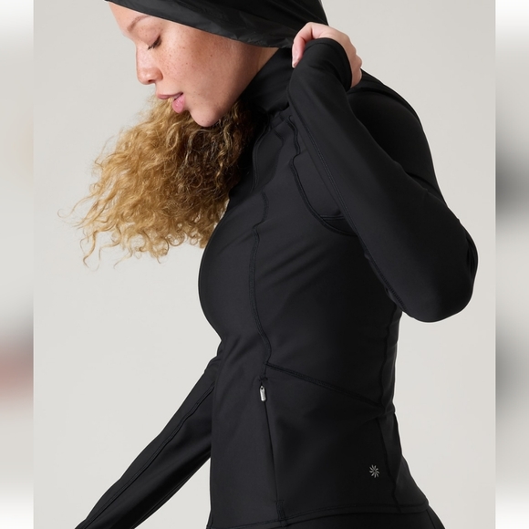 Athleta Interval Jacket With Powermove Fabric. NWT. Black XL Removable Hood - Picture 3 of 15